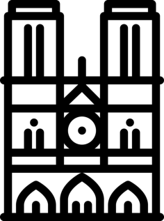 Notre Dame Svg Line Art, Free Vectors File